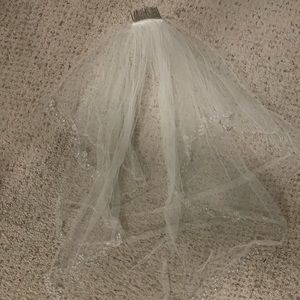 Beaded wedding vail. Medium length.